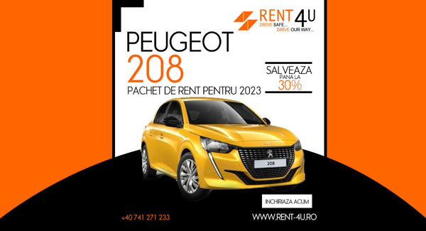 Sistem de rent a car la Peugeot 208 in anul 2023 ( Otopeni Bucuresti )