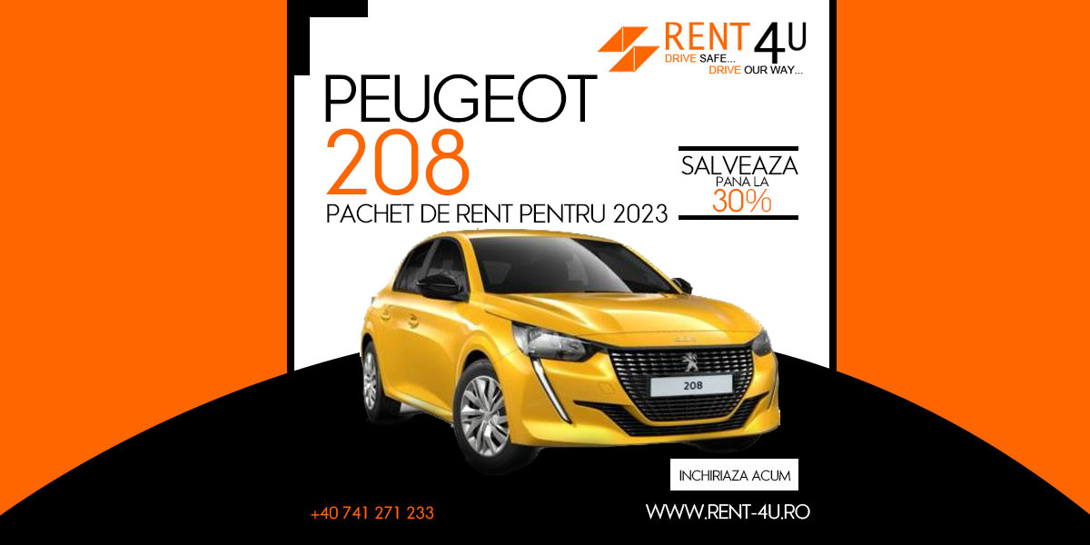 Sistem de rent a car la Peugeot 208 in anul 2023 ( Otopeni Bucuresti )