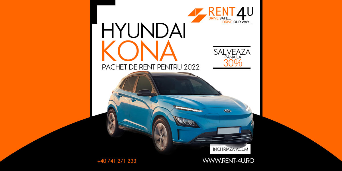 Pachetul de rent a car pentru masina Hyundai Kona in anul 2023
